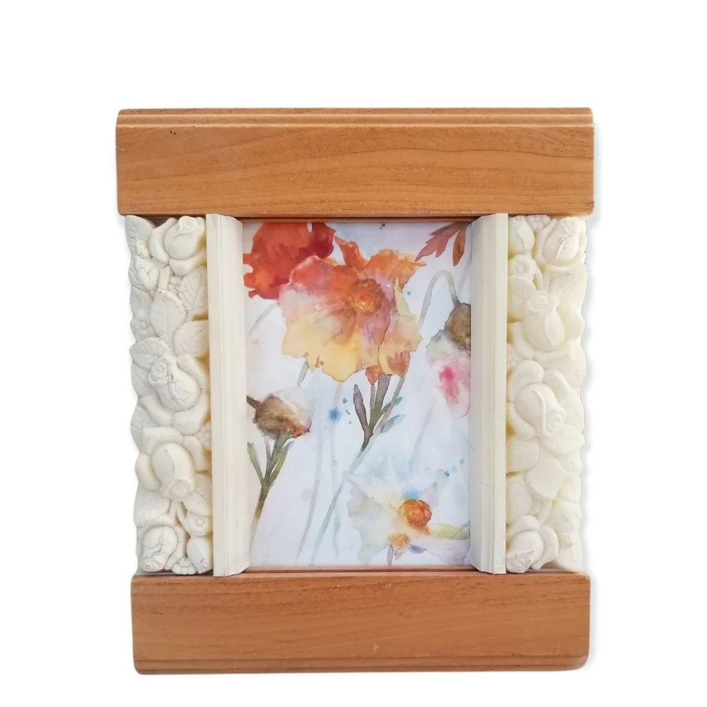 Natural Wood and Acrylic Roses 4 1/2 x 3